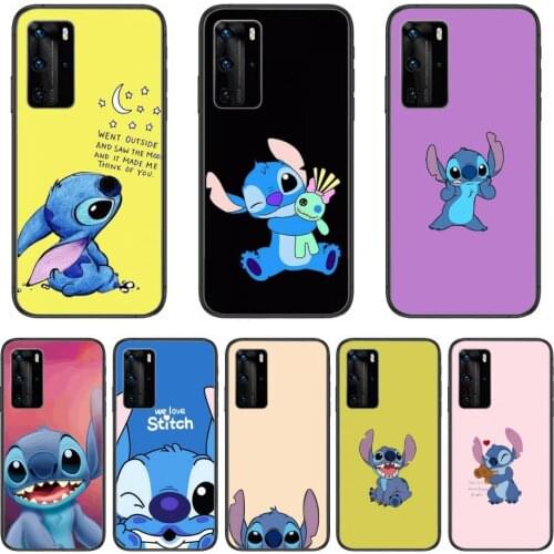 Phone Case Disney Stitch Phone Case For Huawei P 40 30 20 10 Lite Smart Z Pro Black Etui Coque Painting Hoesjes comic fashion