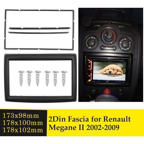 Double Din Fascia for RENAULT Megane II 2002-2009 Stereo Dash Kit Installation Face Panel Dashboard Frame Bezel Car Audio Facia