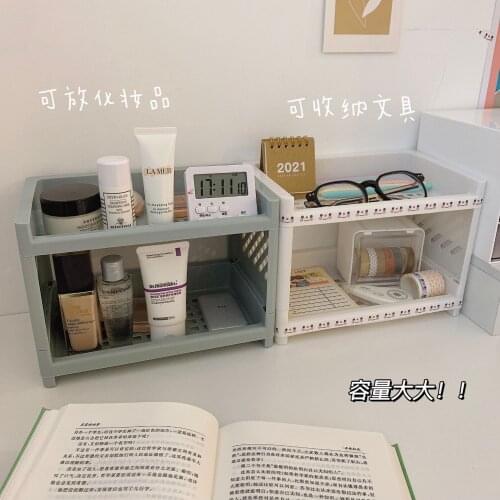 Double-layer Plastic Desktop Organizer Simple Sundries Storage Holder Small Storage Shelf for Dormitory Stationery Storage Rack