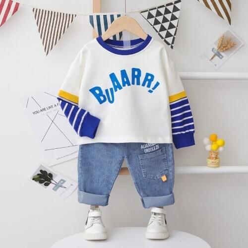 Spring Autumn Children Clothes Baby Boys Cotton Dinosaur T-shirt Jeans 2Pcs/Sets Infant Kids Fashion Toddler Clothing Tracksuits