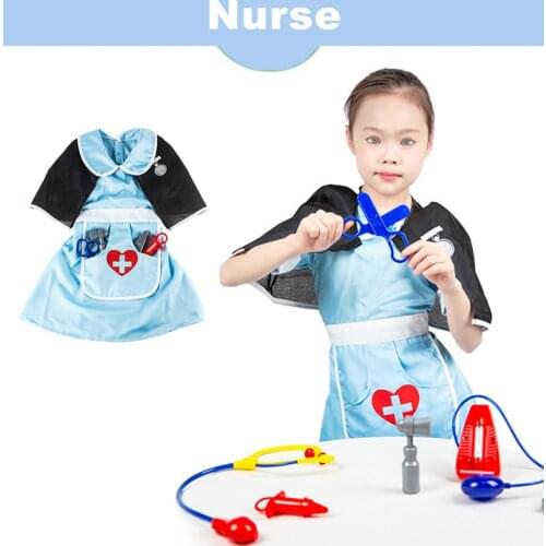 Simulation Doctor Nurse Fire Fighting work Children Uniform Cross Coat Halloween Costume Kids Cosplay Baby Toys Set Fancy Party
