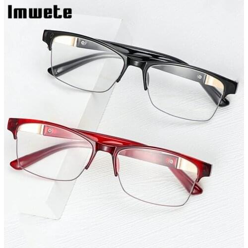 Imwete 2021 New Half Frame Eyewear Men Womens Reading Glasses Classic Metal Retro Hyperopia Glasses +1.0 +1.5 +2.0 +2.5 +3 +3.5