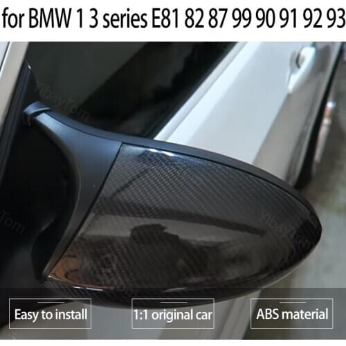 2pcs Replacement Rearview Mirror Caps Side Mirror Cover Carbon Fiber Look for BMW 1 3 Series E81 E82 E87E90 E91 E92 E93