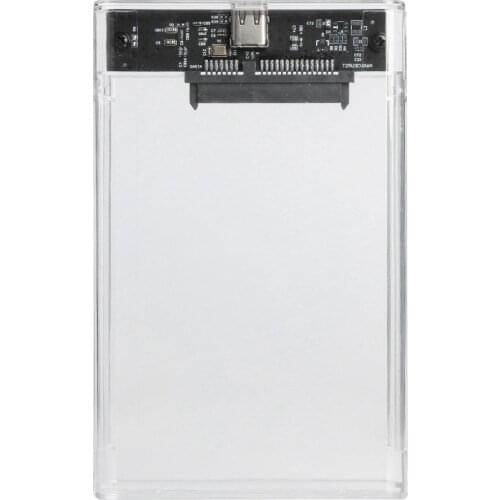 2.5 inch SATA HDD SSD Mobile Enclosure Disk Case Box External Hard Disk for PC Transparent USB 3.1 Type-C Hard Drive Box