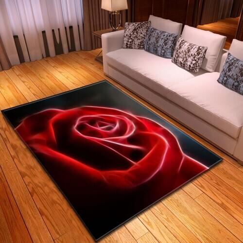 Valentines Day Large size carpet Red/black Rose Flower 3D Printing Rug Wedding Decor Carpets for Living Room Bedroom Floor Mats