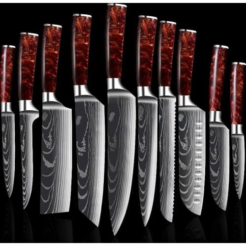 Kitchen Knives Professional Chef Knives Kitchen Knife Japanese 7CR17 440C High Carbon Stainless Steel Damascus Pattern Knife