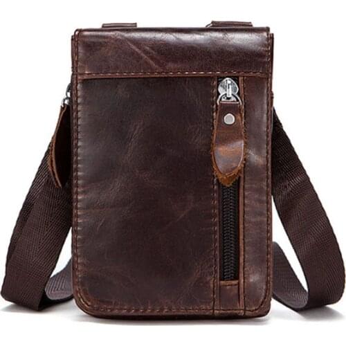 Men Cowhide Leather Fashion Crossbody Shoulder Bag Belt Waist Fanny Pack Purse Pouch Cell Phone Case New
