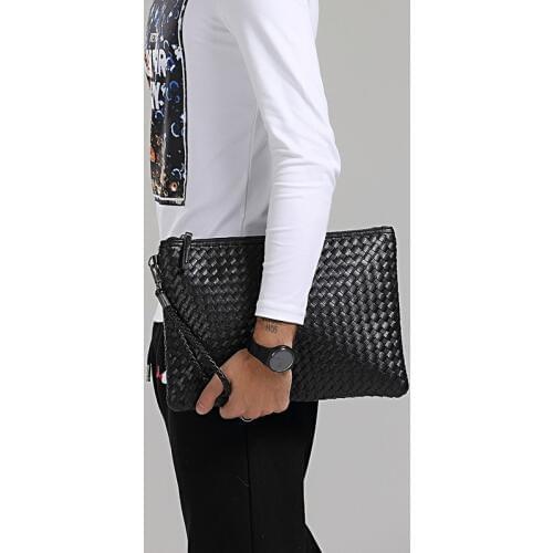 Fashion Men Bag Purses Handbags Woven Leather Hand Cluth Bags for Men Luxury Handbags Designer Purse Large Capacity Day Cluth