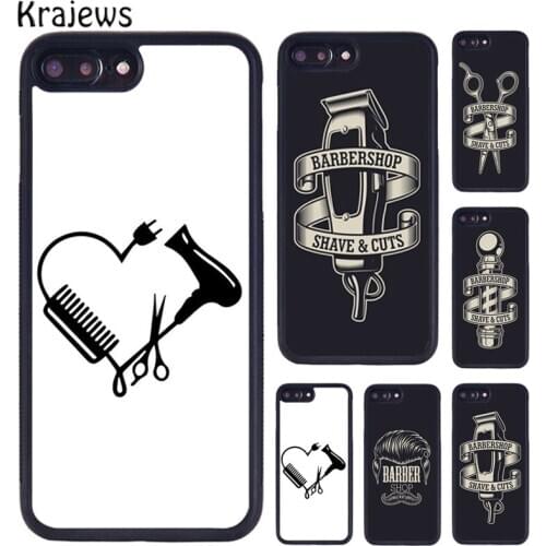 Krajews Barber Shop Hair Stylist Soft Phone Case For iPhone 5 6S 7 8 Plus 11 12 Pro X XR XS Max Samsung Galaxy S7 S8 S9 S10 PLUS