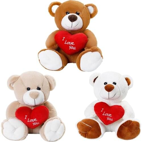 NEW LISTING Plush Doll Cartoon Bear Plush Stuff Toy with Red Heart Soft Toys Valentine Gift for Kids Adults