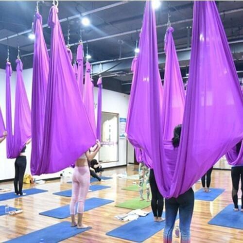 7*2.8M yoga hammock Solid color anti gravity yoga swing aerial silk Air Indoor fitness Full set 23 Colors yoga training Belts