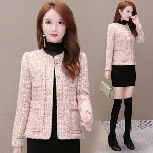 Autumn Winter Wool Coat Female Elegant New Korean Womens Imitation mink velvet Outerwear Women Winter Woolen Coat Jacket R899