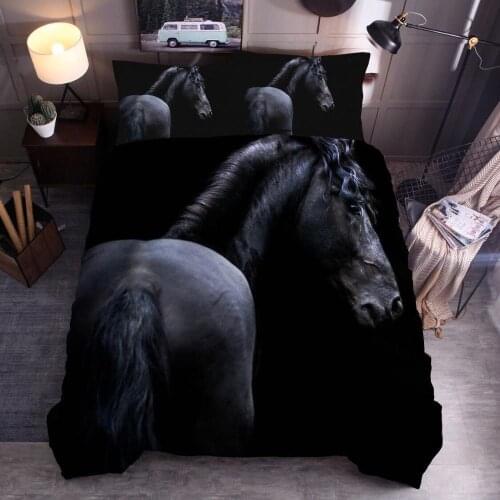 LOVINSUNSHINE Duvet Cover 3D Ainimals Printing Set Black Horse Twin Full Nordic Bedding Set Adult Home Bedclothes CC09