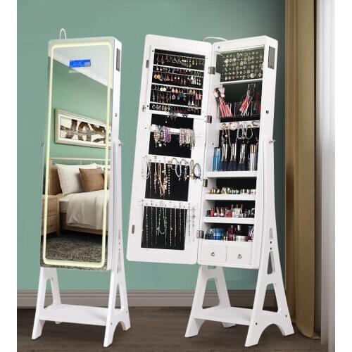 Full body mirror female simple modern ins net red fitting on wall mirror with lamp bedroom home floor mirror