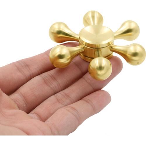 Six Arms Molecule Shape Metal Hand Finger Spinner Spinning Top Novelty Gryo Toys