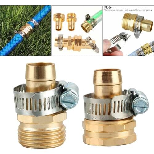 Heavy Duty Garden Brass Mender Repair Solid Water Hose Pipe Connector Male Female Adapter