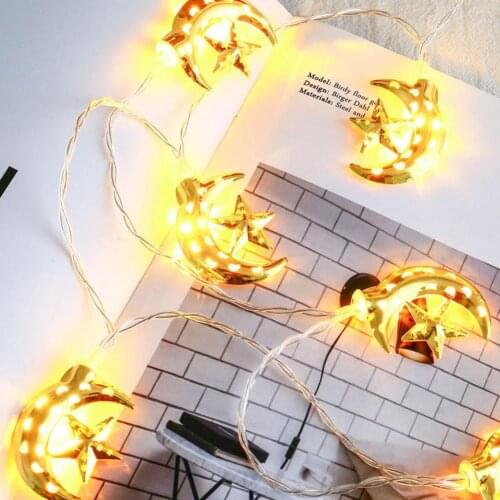 Lights String Save Energy Steady LED Star String Lights for Indoor Party Ramadans Creative Metal Moon Decoration Light Wholesale