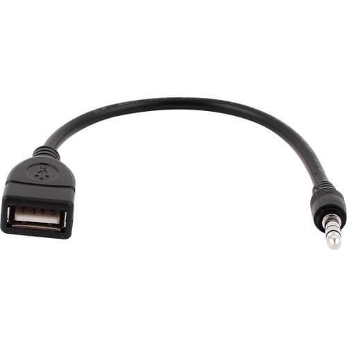 USB jack, AUX, 3.5 mm jack for audio data charging cable black