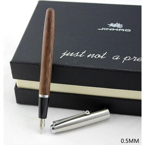Vintage wood Lengthened barrel Fountain pen Stainless steel Fine tip Jinhao ink pens Office finance school student