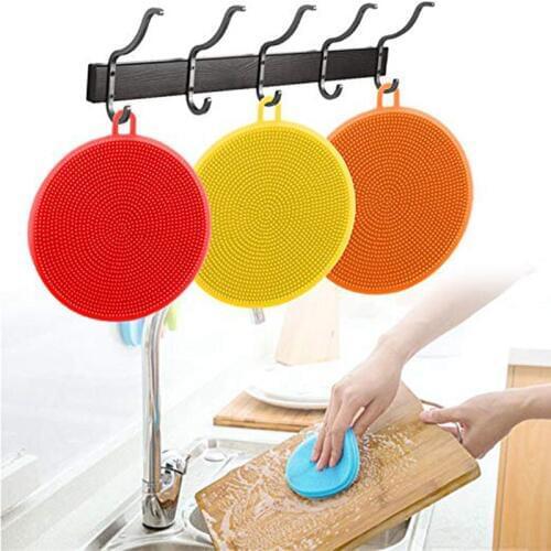1Pcs Durable Washing Brush Silicone Dish Bowl Scouring Pad Kitchen Magic Cleaning Brushes For Pot Pan Potato Kitchen Accessories