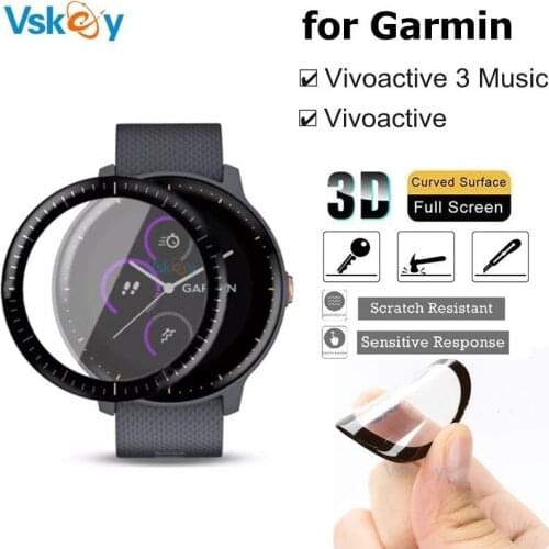 100PCS 3D Curved Soft Fibre Screen Protector for Garmin Vivoactive 3 Music Full Cover Protective Film (Non Tempered Glass)