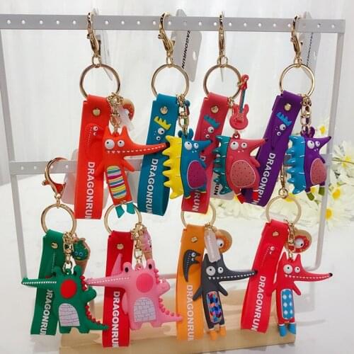2021 Fashion Cute Crocodile Keychains Original Cartoon Fox Key Chains Lovely Hedgehog Doll Car Keyring for Girl Bag Pendant Gift