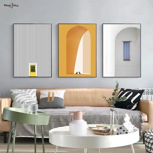 Abstract European Style Architecture Wall Art Modern Home Decoration Nordic Painting on Canvas Posters Prints Living Room Decor