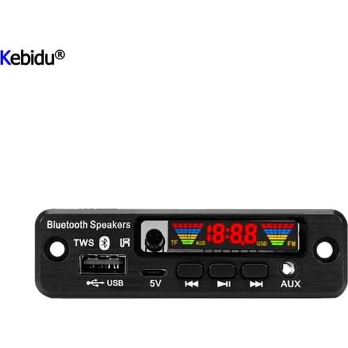 Kebidu Car Audio USB FM Radio Module TWS Wireless Bluetooth5.0 5V MP3 WMA Decoder Board MP3 Player with Remote Control For Car