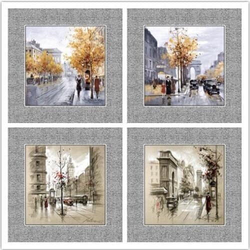 Free shipping impression paris street landscape oil painting canvas prints printed on canvas home wall art decoration picture