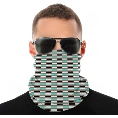 Turquoise Black Gray Lines Scarves Half Face Mask Men Women Hall Neck Warmer Balaclava Bandana Dustproof Headband Biking Camping
