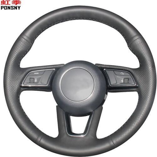PONSNY Artificial Leather Car Steering Covers Case for Audi A5 2017 A4L Sportback Micro-fiber Leather Steering Cover