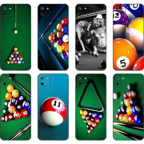 Black tpu Case For OPPO Realme C11 C20 C21 Case Back Cover Bumper billiard ball sports Gentlemanly Printing