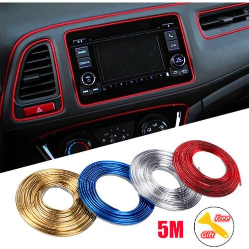 Universal Car 5M Moulding Decoration Flexible Strips Interior Cover Trim Tape Auto Dashboard Decor Car-Styling Accessories