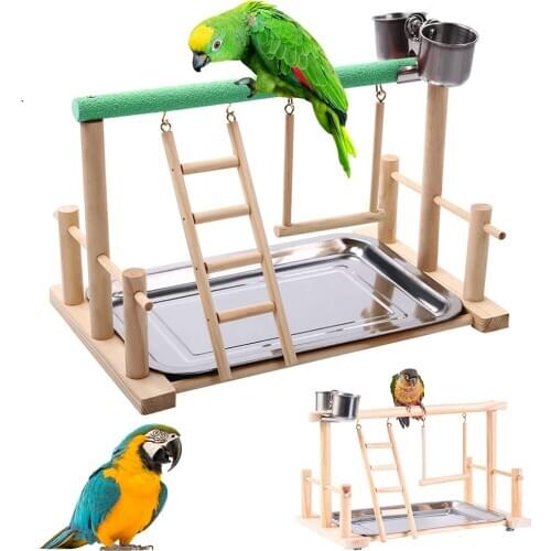 Pet Bird Toy Activity Center Birdcage Stands With Bird Perch Ladder Hammock Feeder Playground For Cockatiel Parrot