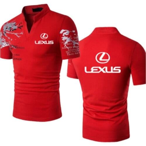 Summer Stand-up collar Printed Mens T-Shirt Lexus car logo cotton Casual high quality tees short sleeve Harajuku Tees