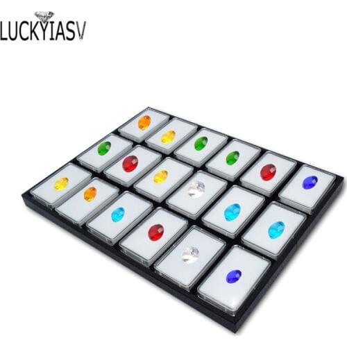 18pcs Diamond Box Jewelry Display Tray Stone Storage Case Gem Box Jewelry Holder Gemstone Organizer Box