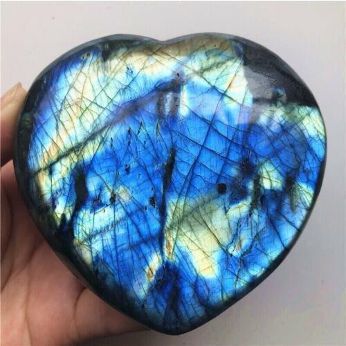 Big Size Natural Labradorite Quartz Crystal Hand Carved Heart Shape Healing Decoration Reiki Natural Stones and Minerals