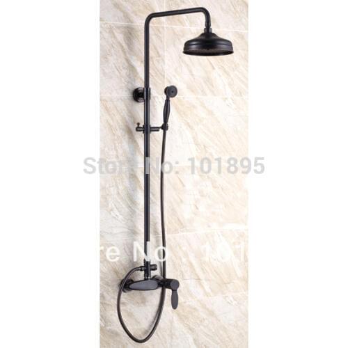 L15856 - Luxury Wall Mounted Black Color Brass Rainfall Shower Column