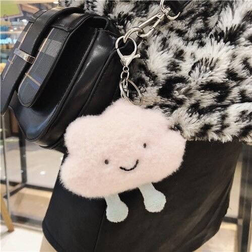 Cute Keychain Fake Rabbit Fur Cloud Pompom Key Chain Women Girl Bag Cars Simple Fluffy Keyring Jewelry Gifts