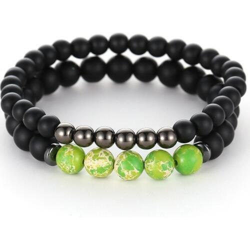 Fashion Charm Five Natural Gem Stone Emperor Stone Bead Bracelet Bangle Black Abrasive Stone Buddha Beads for Men Fashion Jewelr