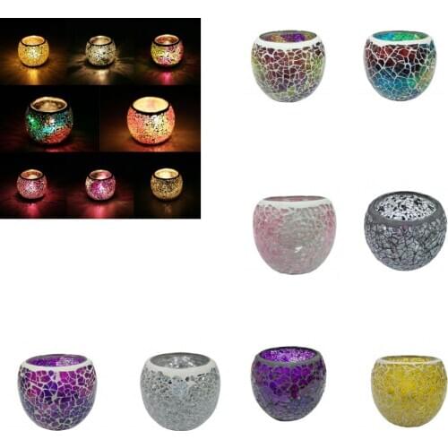Mosaic Glass Candle Holder Cup Candlestick Votive Tealight Candle Holder Decorative Candle Lamps PICK