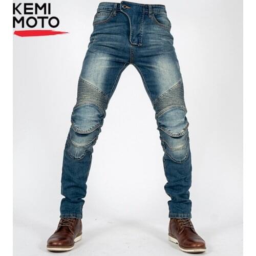 KEMIMOTO Mens Motorcycle Jeans Moto Pants Adventure Trousers Aramid Protection Riding Touring Motorbike Jeans Black Blue