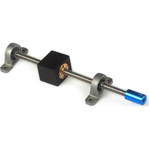 3D Printer Guide Rail T8 Lead Screw 200 250 300 350 400 450 500mm Vertical 2mm Lead Screw Rod KP08 Bracket Coupler Nut Seat