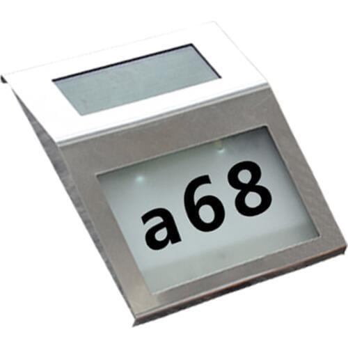 2 LED Solar Stainless Steel Address Sign House Number Light Alphanumeric Illumination Street Decoration Solar Powered Wall Lamp