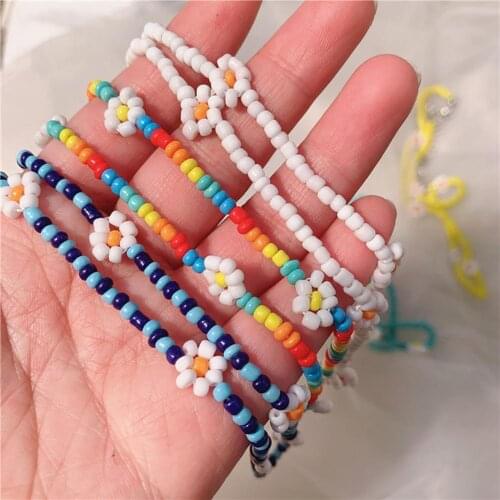 80%HOTWomen Necklace Colorful Beads Flower Fashion All Match Simple Choker for Dating