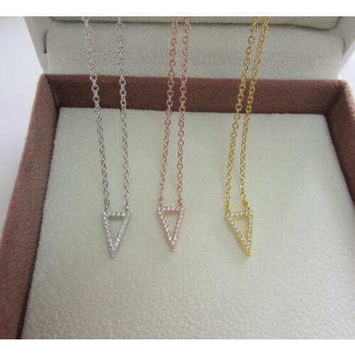 925 sterling silver clear cz Stone Necklace Triangle Crystal Necklaces Pendant For Women Wholesale jewelry factory price