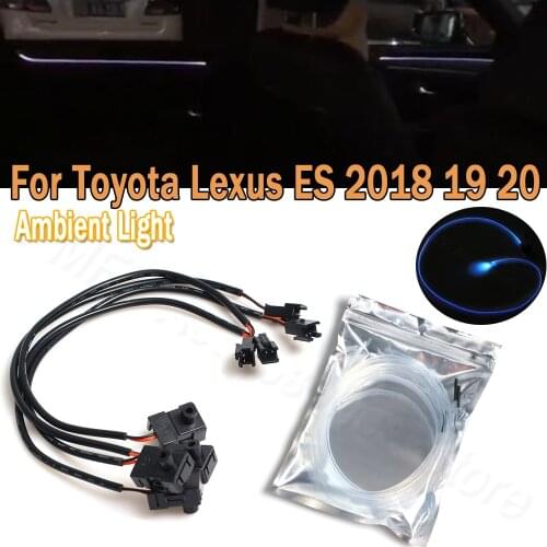 PMFC LED Interior Car Doors Panel 4 Door Light Ambient Lights Ice Blue/64 Colors Atmosphere Lamp For Toyota Lexus ES 2018 19 20