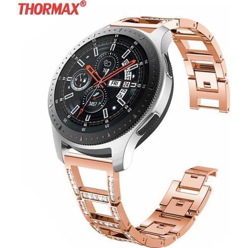 22mm For Samsung Gear S3 frontier strap Rhinestone Metal stainless steel luxury band For Samsung Galaxy Watch 46MM watchband