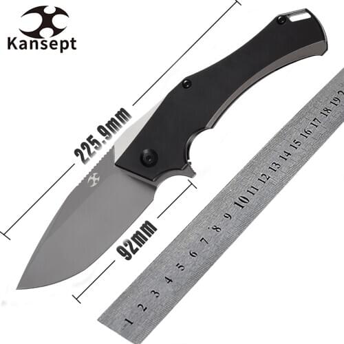 Kansept Folding Knives HELLX 3.6'' S35VN Blade Titanium Handle Pocket Knife Multi-tool K1008A2 for Hunting,Tactical