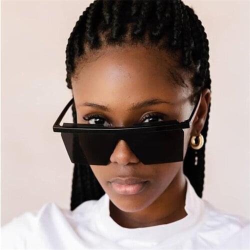 Siamese Square Vintage Sunglasses Black Rimless Shades Glasses Blue Mirror Designer Punk Sunglasses Men Cool Gradient Eyewear